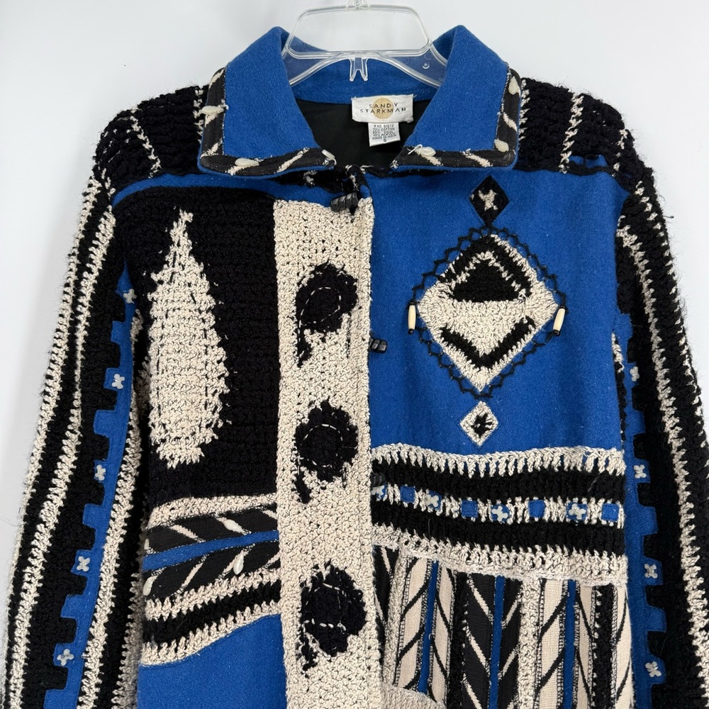 Sandy Starkman Women’s Patchwork Jacket Blue Butt… - image 4